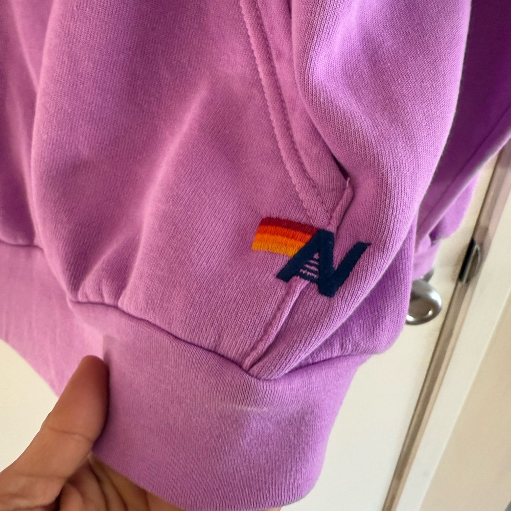Aviator Nation Logo Pullover Relaxed Hoodie Neon Purple - Picture 4 of 5
